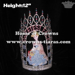 12in Height Crystal Custom Pageant Queen Crowns With Snowflakes