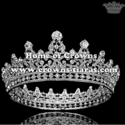 Crystal Full Round Pageant Queen Crowns With Diamonds