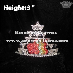 3in Height Crystal Rhinestone Apple Pageant Crowns