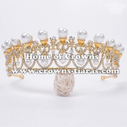 Unique Gold Wedding Pearl Tiaras