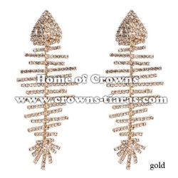 Fish Shaped Rhinestone Big Queen Earrings