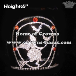 Halloween Crystal Pageant Crowns With Witch And Bat