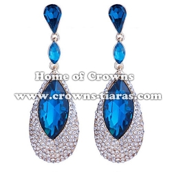 Alloy Crystal Earrings With Big Blue Diamonds