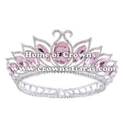 Full Round Alloy Crystal Pink Diamond Pageant Crowns