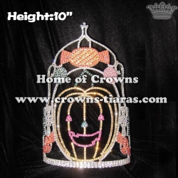 10in Big Pumpkin Candy Cane Rhinestone Crystal Crowns