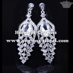 Crystal Peacock Earrings With Big Red Diamonds