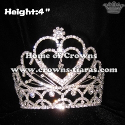 Heart Shaped Crystal Pageant Crowns In 4inch Height