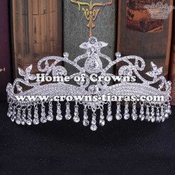 Silver Crystal Bridal Tiaras With Dangle Diamond