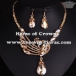 Crystal Peacock Necklace Set With Gold Diamonds