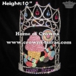 10in Height Crystal Candy Cane Pageant Crowns With Cupcake