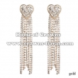 Crystal Heart Shaped Earrings With Long Chains