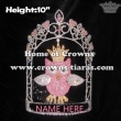 10in Height Crystal Custom Pink Owl Pageant Crowns