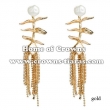 Alloy Rhinestone Earrings With Pearls