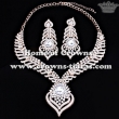 Unique Crystal Necklace Set With Heart Drop Pendant