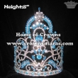 8in Height Crystal Pageant Queen Crowns With Blue Diamonds