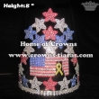 Red Blue White Crystal Forth Of July Pageant Crowns With Ribbon