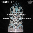 14in Height Large Pageant Crowns With Blue Diamonds
