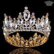 Large Full Round Blue Diamond Pageant Crowns Silver Plated