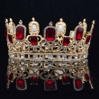Large Full Round Pageant Crowns With Red Diamonds