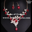 Unique Party Necklace Set With Red Diamonds
