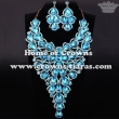 Big Large Crystal Necklace Set With Pink Diamonds