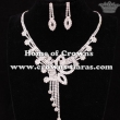 Crystal Rhinestone Wedding Queen Necklace Set